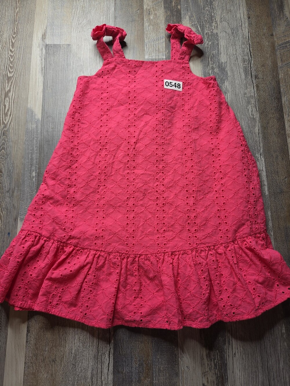 Janie And Jack Pink Eyelet Dresw Size 6 Drop Waist